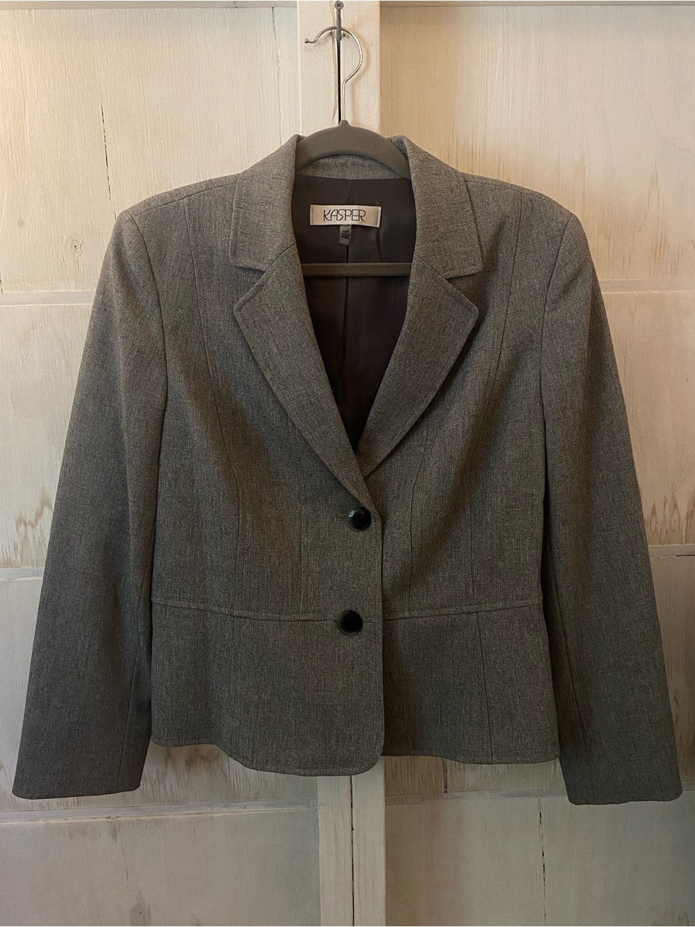 Kasper Women's Charcoal Gray Two-Button Tailored Blazer